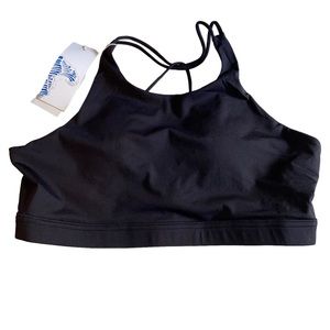 Icyzone Strappy Wireless Sports Bra Womens Size XL Black Removable Pads New